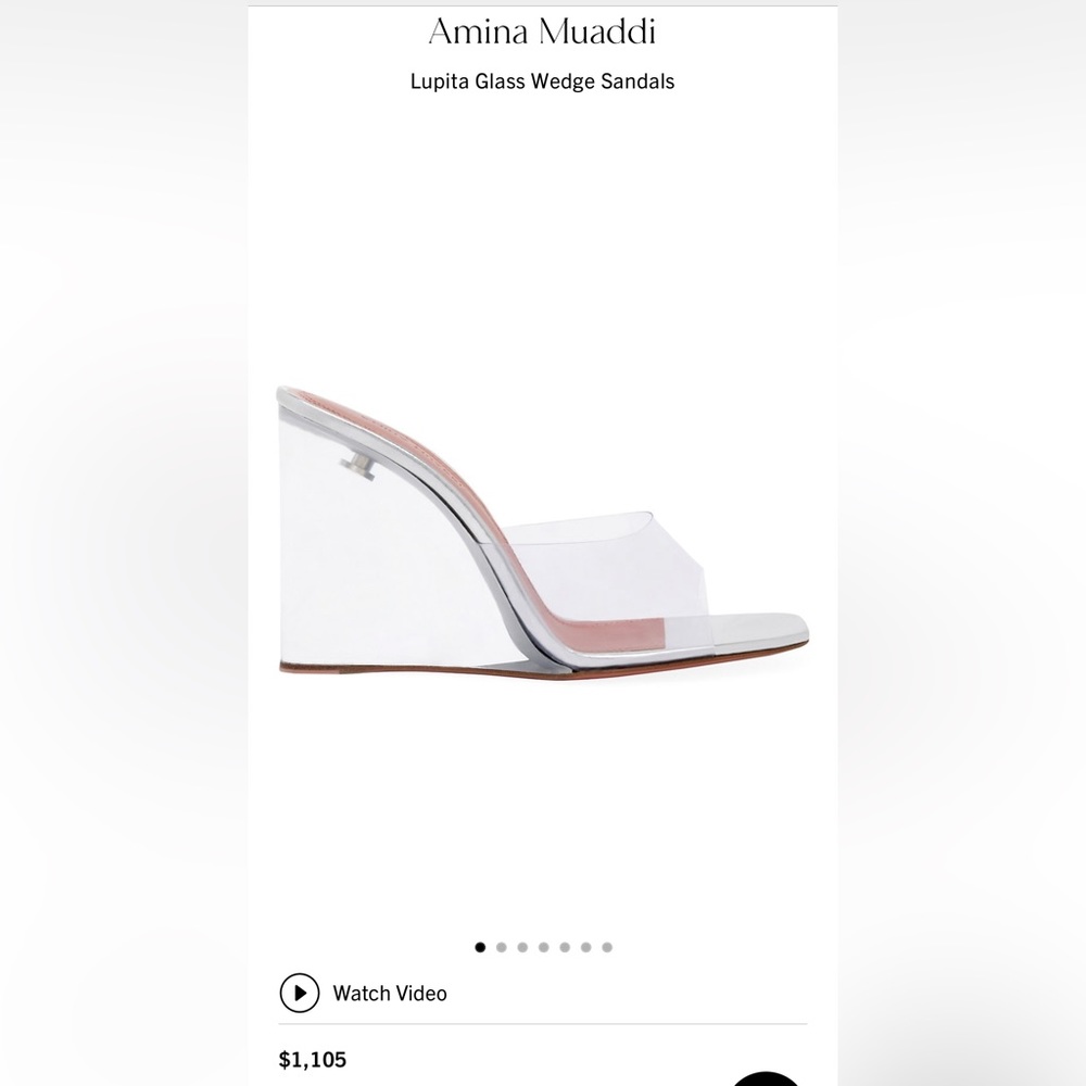 Brand new in box with dust bag Amina Muaddi Lupita Glass wedge 36.5 -